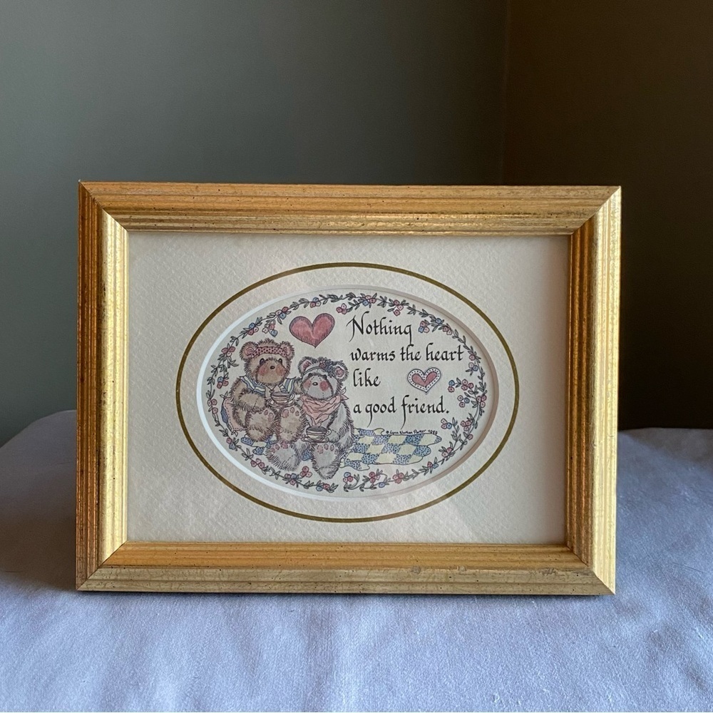 Vintage Framed "Friends" Calligraphy Picture